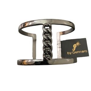 Gennaro Cuff Metallic Black Chain Design Bracelet